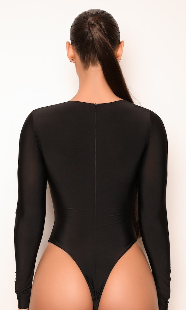 Asymmetrical Bodysuit- Black