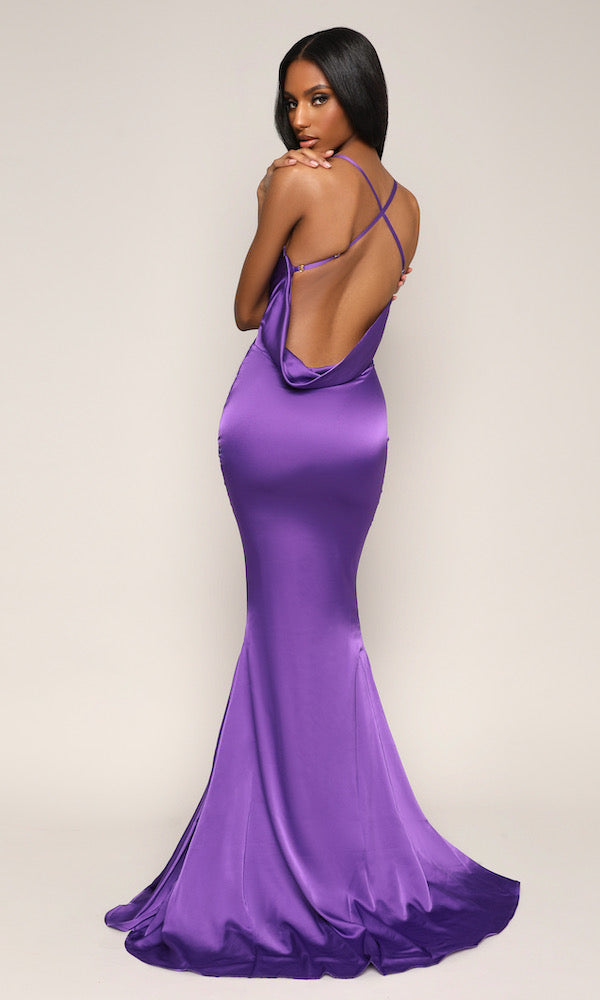 Willow Draped Back Gown- Purple