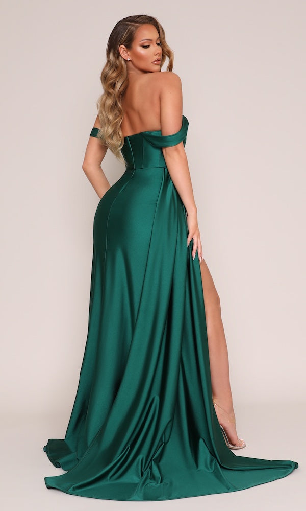 Jersey Corset Gown w/ Sash- Emerald