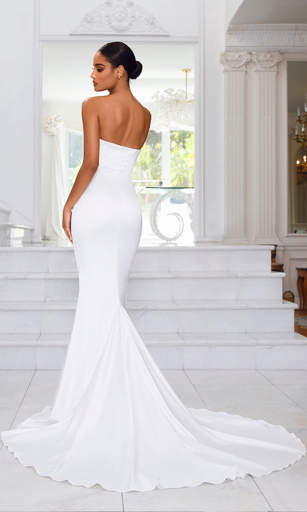 Florence Strapless Corset Mermaid Gown- White
