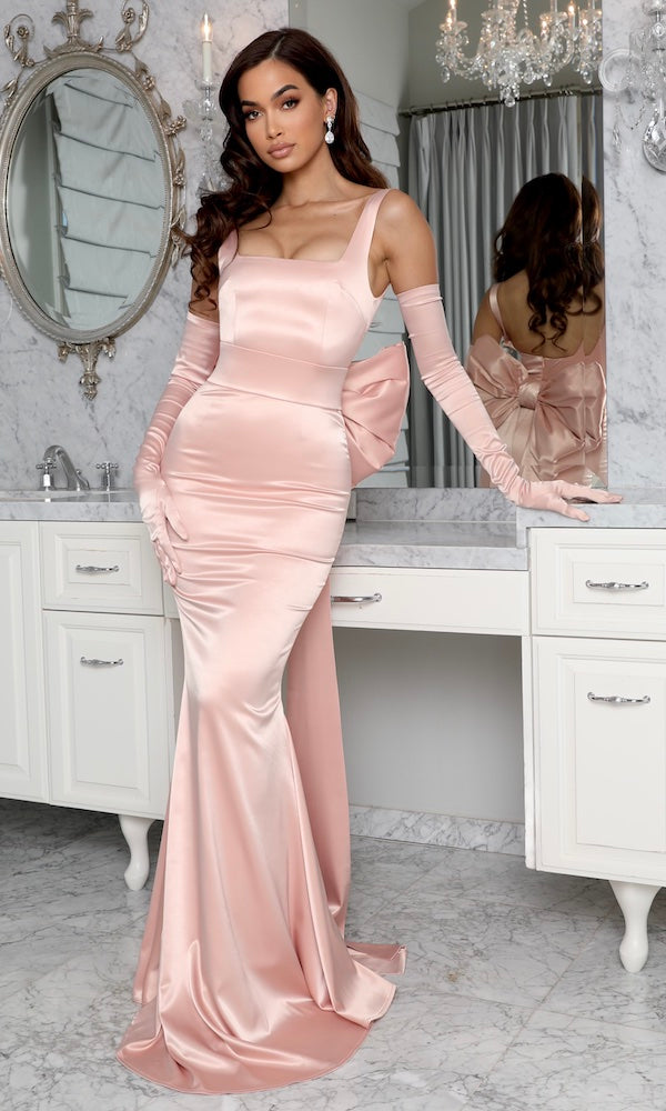 Angelina Oversized Bow Gown- Petal Pink