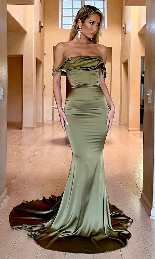 Delilah Corset Gown- Olive