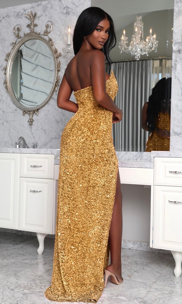 Elie Saab Gold Beaded Gown- District 5 Boutique