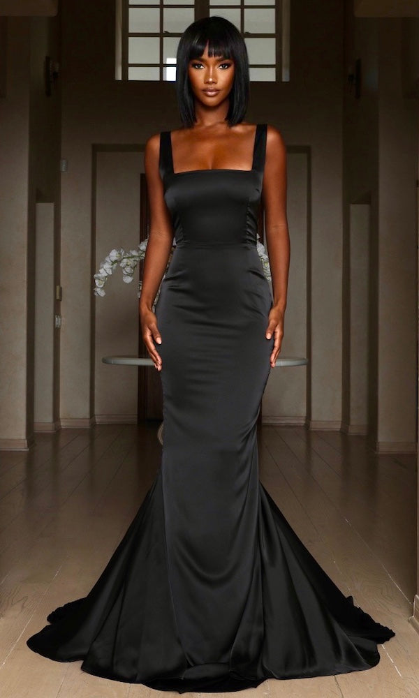 Giselle Mermaid Evening Gown- Black